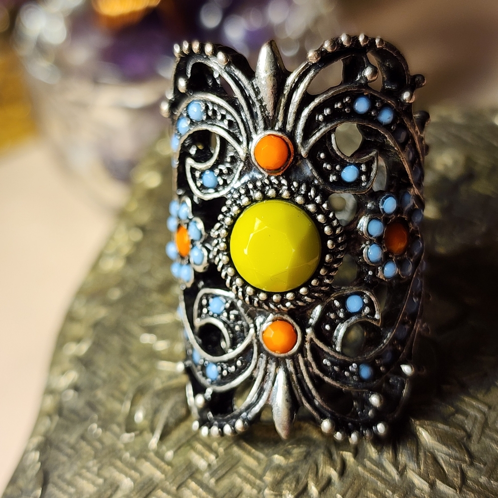 A Tibet Coral and Turquoise Ring.